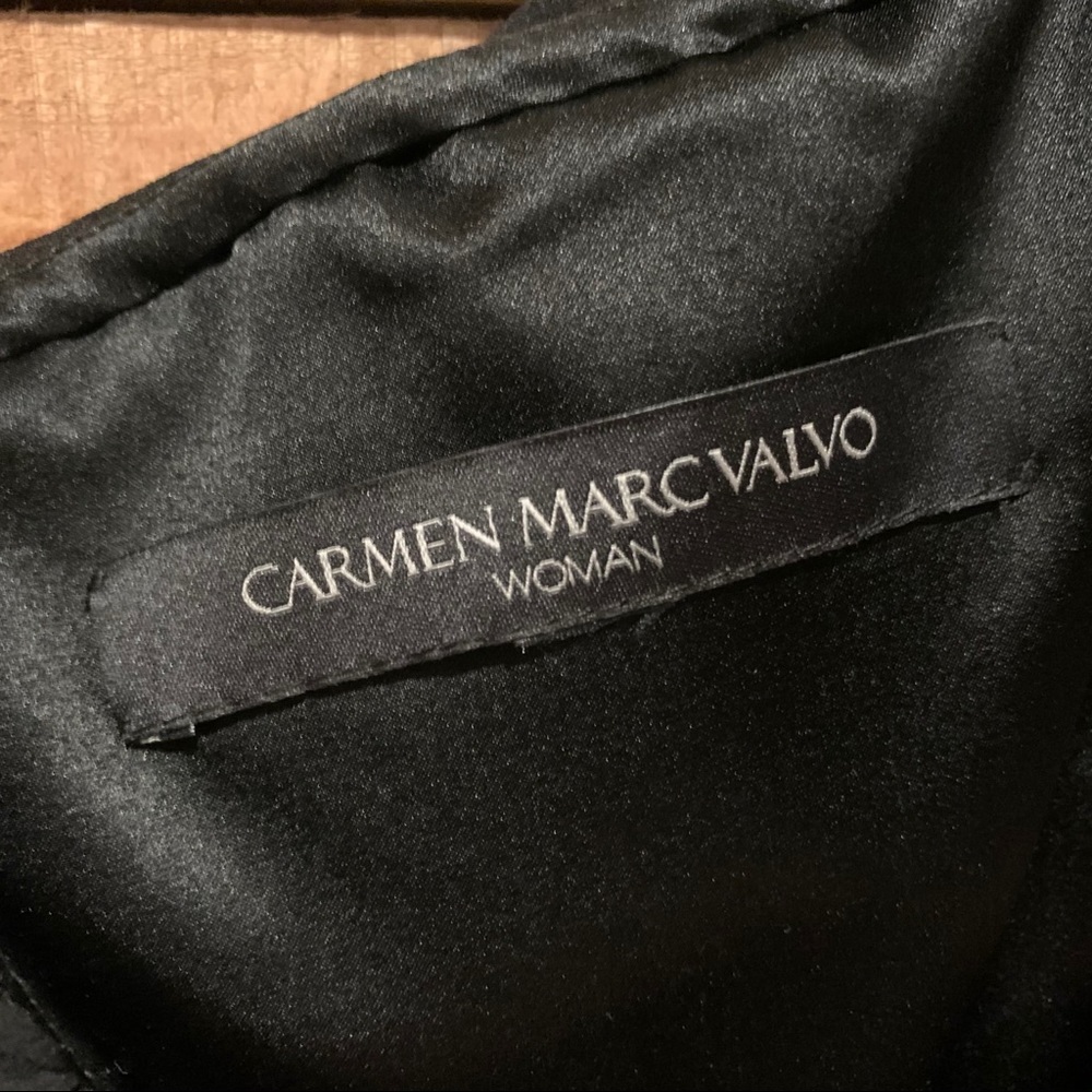Carmen Marc Valvo Black Formal Knee Length Spaghetti Strap Gown - Plus Size - Picture 4 of 12